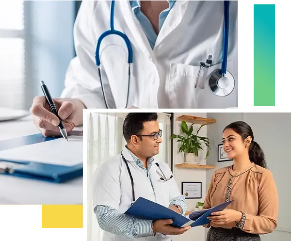 A doctor carrying out a medical assessment for a student visa application